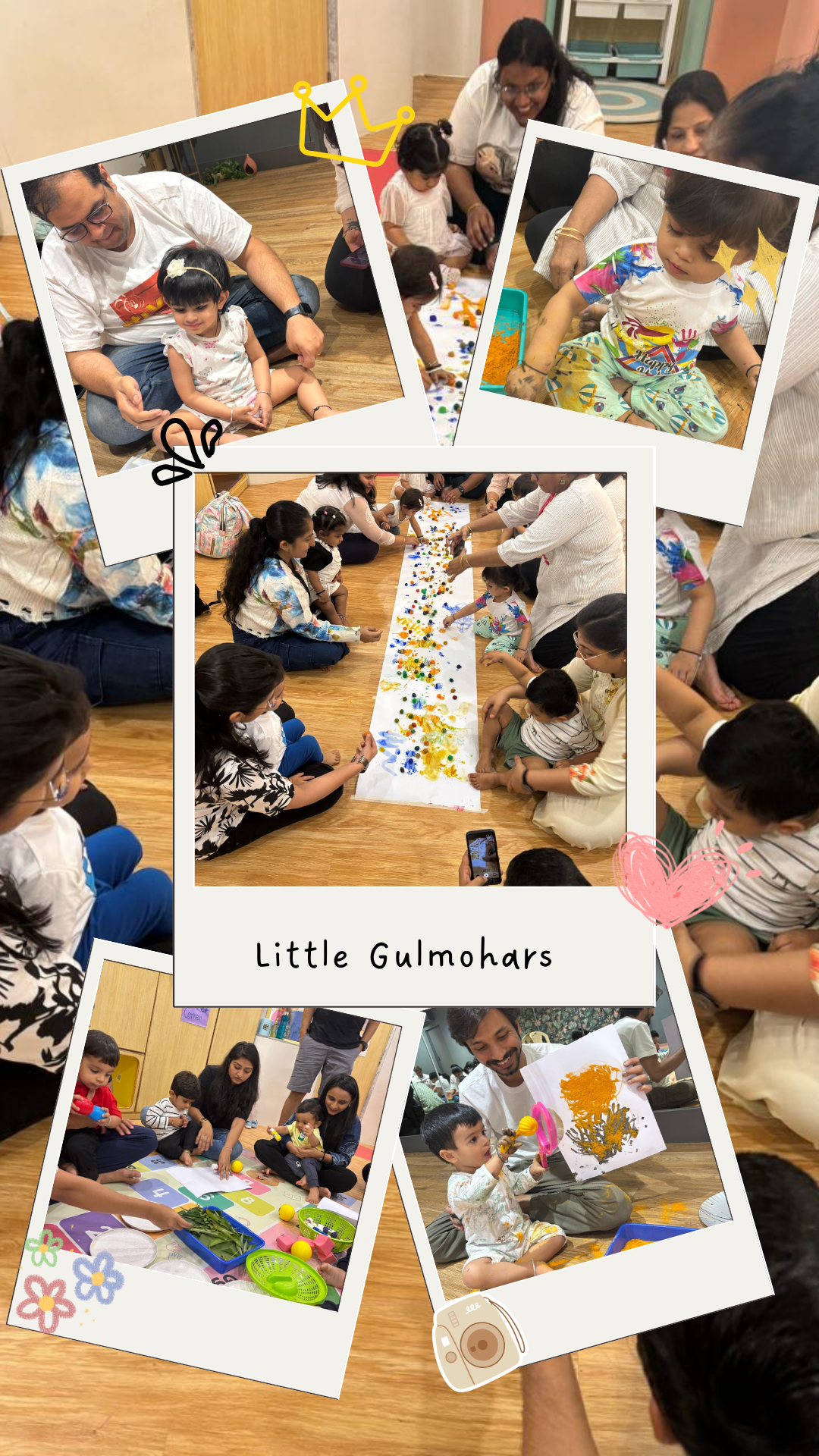 Children exploring art, sensory play, and group activities at Little Gulmohars